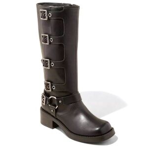 Wild Fable Black Rebel Tall Moto Buckle Boots